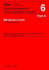VDA 6 Part 4 – 3rd Edition 2017 QM System Audit Production Equipment