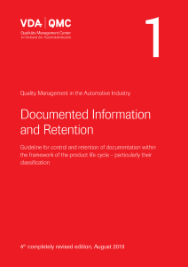 VDA 1 Documented Information and Retention