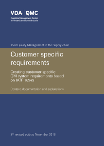 VDA – Customer specific requirement