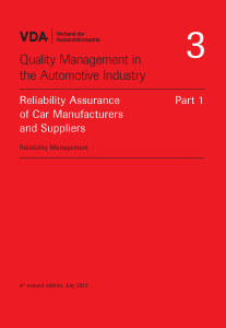 VDA Volume 03 Part 1 – Reliability Assurance