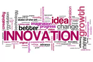 Innovation - modern technology issues and concepts word cloud illustration. Word collage concept.